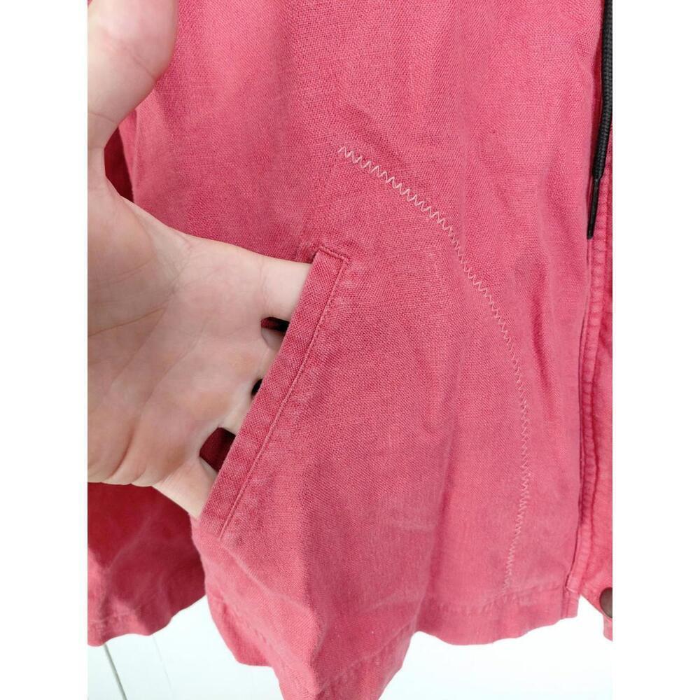 J Jill Jacket Womens Medium Vintage Salmon Pink Linen Collarless Full Zip - Picture 5 of 8